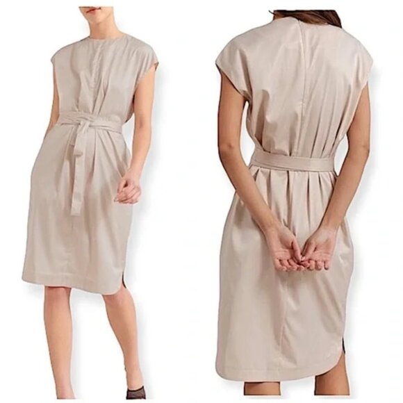 Modern Citizen Joanne Satin Sheen Knee Length Sleeveless Dress, S, Cream - Picture 1 of 11